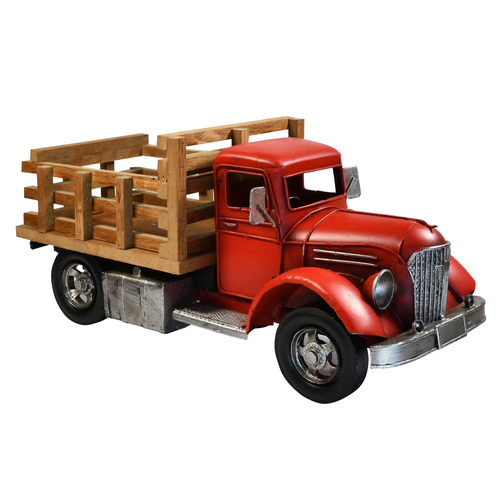 Auto Petit Farm Truck Metal Decorative Ornament 37x17cm Red