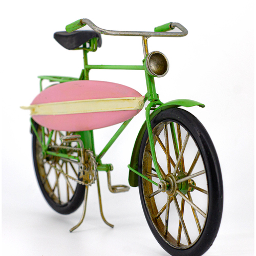 Boyle Metal Display Bicycle w/ Surfboard Ornament Home Decor 31cm