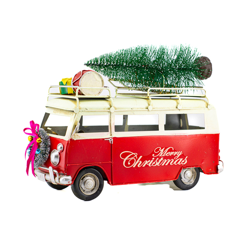 Boyle Metal Display Christmas Van w/ Tree Ornament Home Decor 26cm