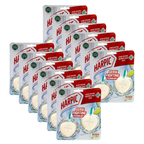 12x 2pc Harpic Toilet Cleaner Block Bleach Lime w/ Hook