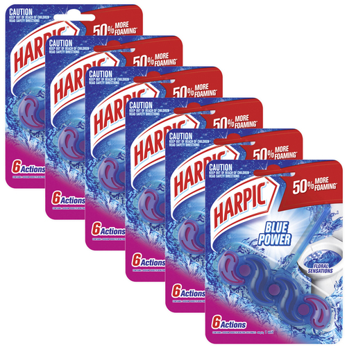 6PK Harpic Blue Power Toilet Bowl Cleaner Blue Water Floral