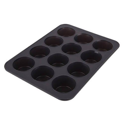 Daily Bake Silicone 12-Cup Muffin Pan Bakeware - Charcoal