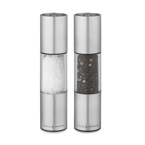 2pc Cole & Mason Oslo 18.5cm Stainless Steel Salt & Pepper Mill - Silver