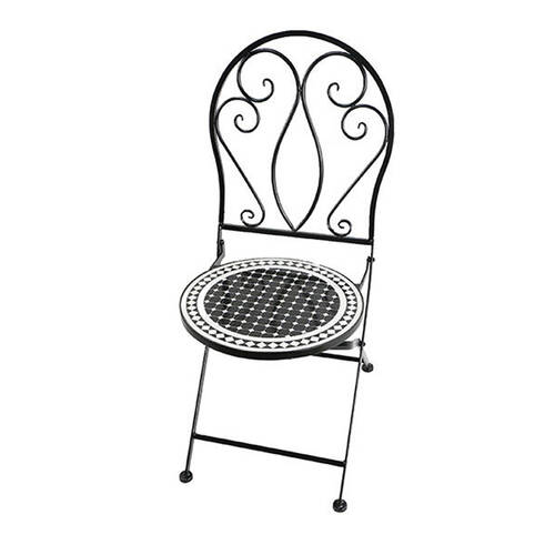  Coated Steel Mosaic Chair Outdoor Furniture 93x50cm Black & White 