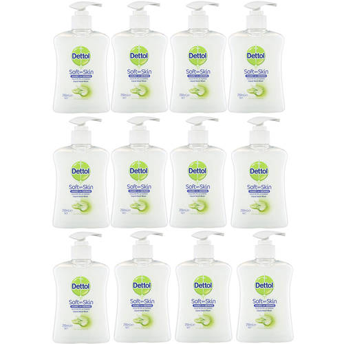 12pc Dettol 250ml Liquid Hand Wash Aloe Vera/Vitamin E w/ Pump