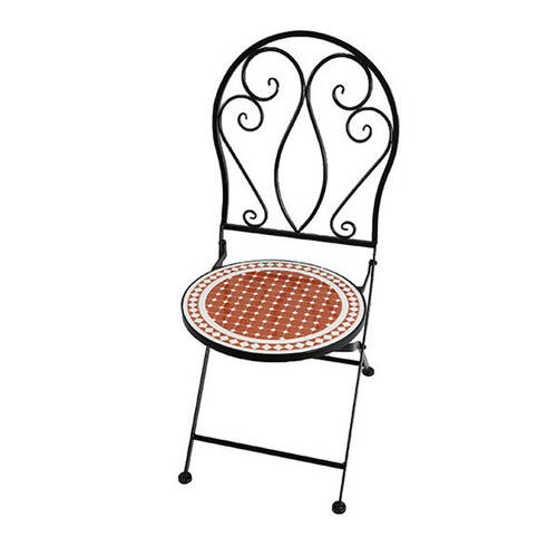  Coated Steel Mosaic Chair Outdoor Furniture 93x50cm Terracotta & White