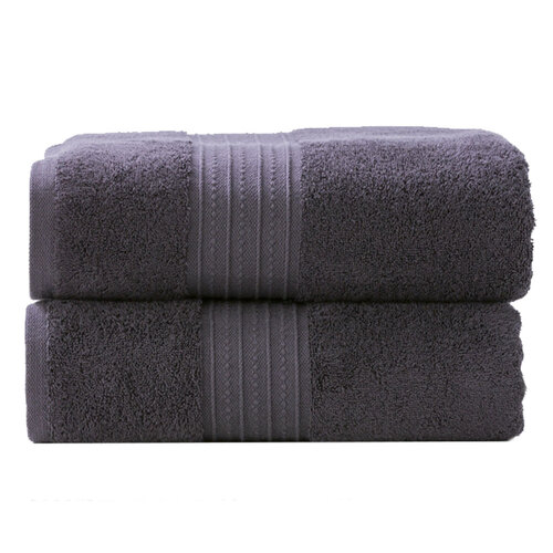2pc Renee Taylor Bath Sheet Set Brentwood 650 GSM Low Twist Cotton Carbon