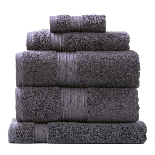 5pc Renee Taylor Towel Set Brentwood 650 GSM Low Twist Cotton Carbon