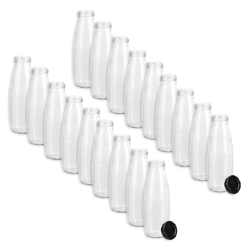 20PK Lemon & Lime 450ml Glass Milk Bottle Container - Assorted