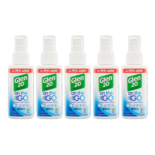 5PK Glen 20 On The Go 100ml Disinfectant Spray Crisp Linen