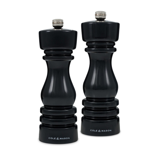 Cole & Mason London 18cm Beech Wood Salt & Pepper Mill Set - Black