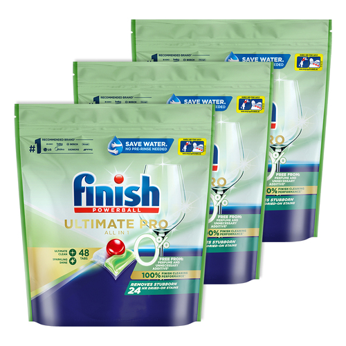 3x 48pc Finish Powerball Ultimate Pro 0% Dishwasher Tablets