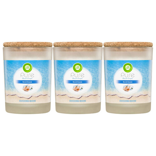 3PK Air Wick 185g Pure Beach Escapes Fragrance Candle Bondi Breeze