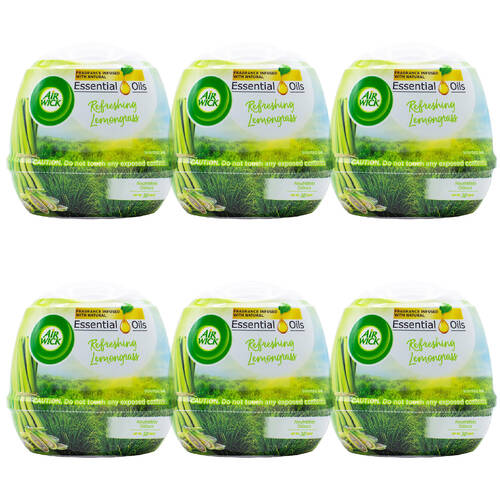 6PK Airwick Essential Oils Scented Gel 180G - Refreshing Lemongrass
