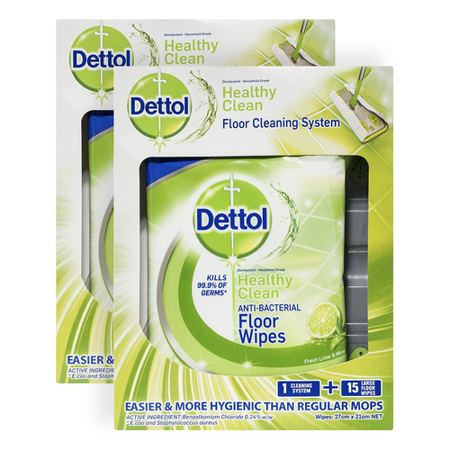 2PK Dettol Healthy Clean Antibacterial Floor Wipes Cleaning System
