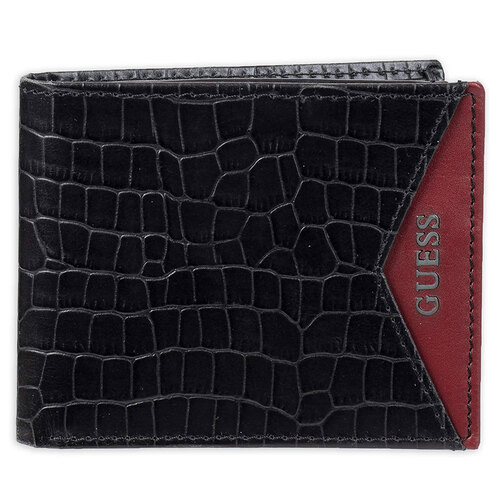 Guess Roset Leather Passcase Wallet RFID Black/Red