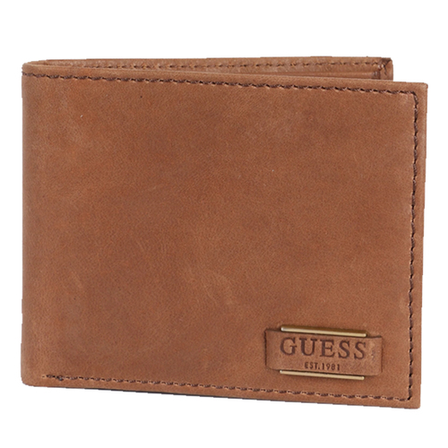 Guess Anatoli Leather Passcase Wallet RFID Tan