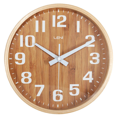 Leni 26cm Wood Wall Clock Bamboo