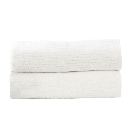 2pc Renee Taylor Bath Sheet Set Cobblestone 650 GSM Cotton Ribbed White