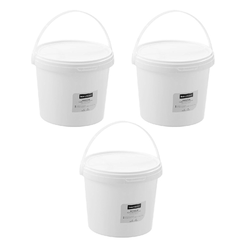 3PK Boxsweden 2.5L Heavy Duty Handled Pail Bucket - White