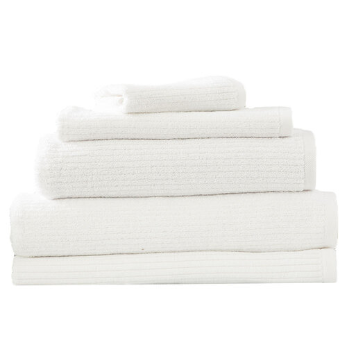 5pc Renee Taylor Towel Set Cobblestone 650 GSM Cotton Ribbed White