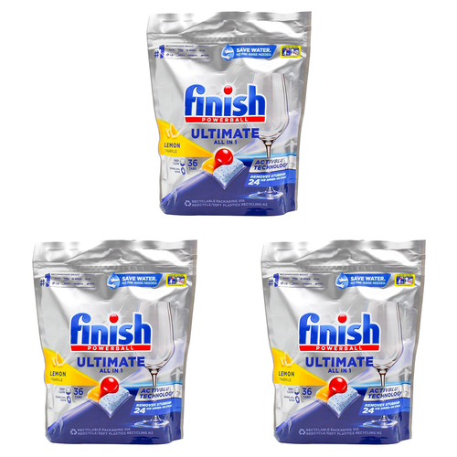 108pc Finish Ultimate All In One Dishwasher Tablets Lemon Sparkle