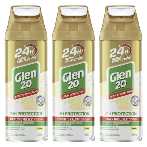 3PK Glen 20 Citrus 24hr Germ Protection Disinfectant Spray 300g