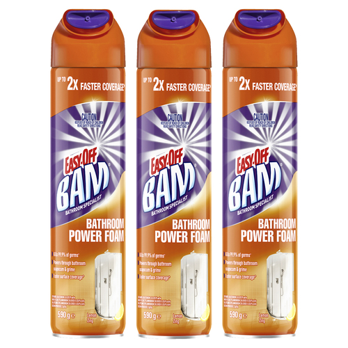 3PK Easy Off Bam Power Foam Bathroom Cleaner Lemon Zing 590g