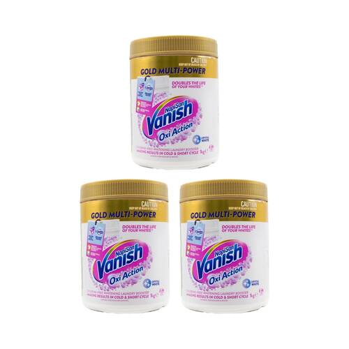 3PK Vanish Napisan Oxi Action Gold Multi Stain Remover Powder Crystal White 1kg