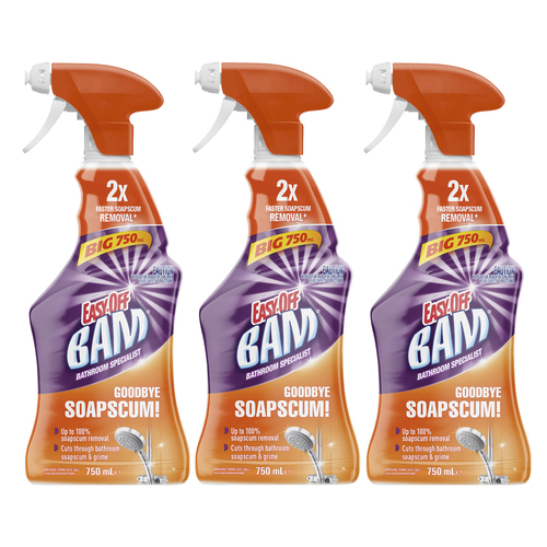 3PK Easy Off Bam Goodbye Soapscum Bathroom Cleaner 750ml