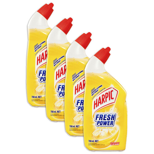 4PK Harpic Fresh Power Sparkling Citrus Toilet Cleaner Disinfectant 700ml