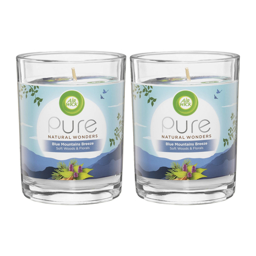 2PK Air Wick Pure Natural Wonders Scented Candle Blue Mountains Breeze