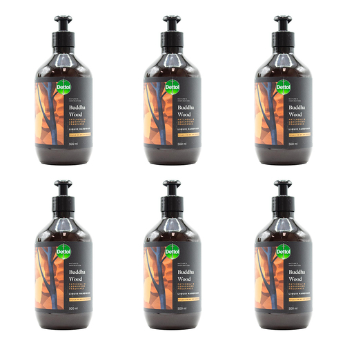 6PK Dettol 500ml Hand Wash Buddha Wood - Patchouli & Cedarwood