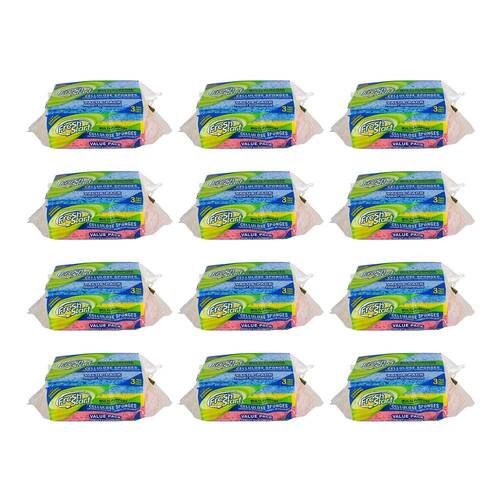 12x 3pc Fresh Start Multipurpose Cleaning Cellulose Sponge Value Pack