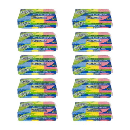 10x 9pc Fresh Start Multipurpose Cleaning Cellulose Sponge Value Pack