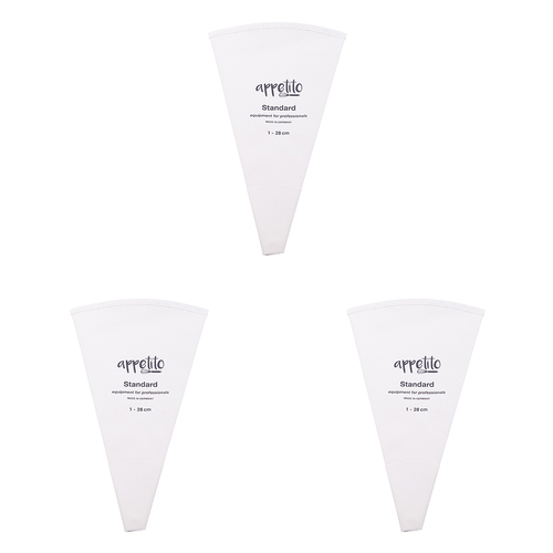 3PK Appetito Cotton/Pvc "Standard" Piping Bag No.1 28cm White