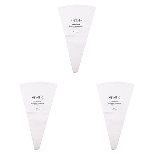3PK Appetito Cotton/Pvc Standard Piping Bag No.2 34cm White