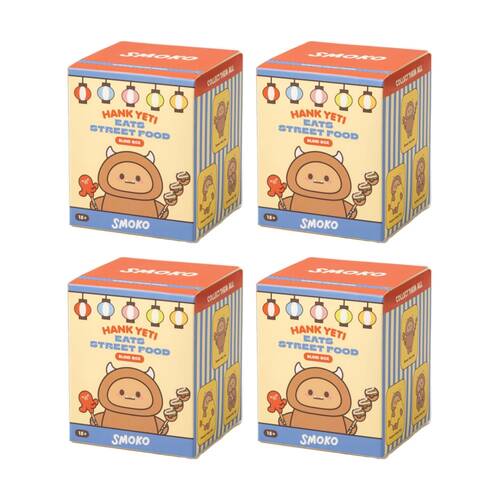 4PK Smoko Hank Yeti Eating Street Food Toy Collectable Figurine 15Y+ Assorted