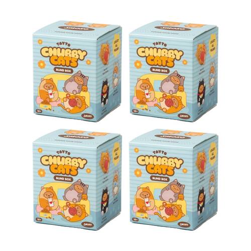 4PK Smoko Tayto Chubby Cat Blind Box Toy Collectable Figurine 15Y+ Assorted