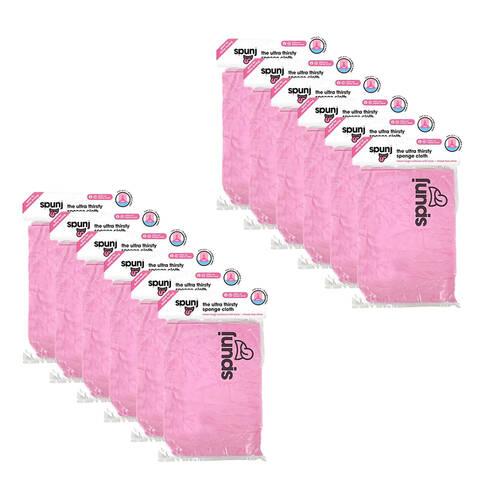 12PK Spunj Cloth Pink Clipstrip Multipurpose Durable Cleaning Dishcloth 