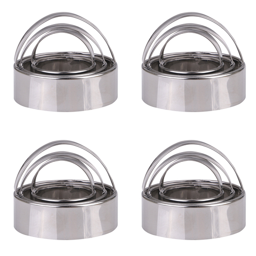 4x 3pc Appetito Stainless Steel Plain Scone Cutters w/Handle
