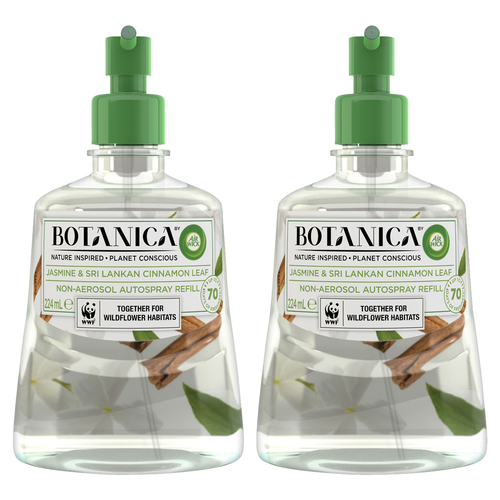 2PK Air Wick Botanica Autospray Refill For Air Freshener Jasmine Cinnamon Leaf 224ml