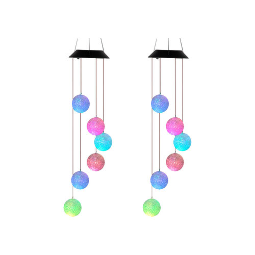 2x Licht Solar Hanging Ball Colour Changing LED 70cm