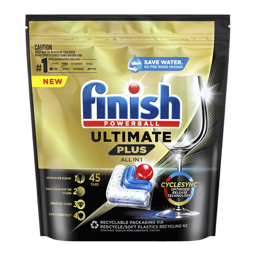 45pc Finish Powerball Ultimate Plus All In 1 Dishwashing Tablets Fresh Burst
