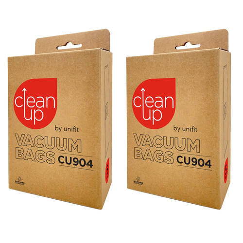 2x 5pc CleanUp CU904 Replacement Vacuum Bags Efficient Dust Capture White