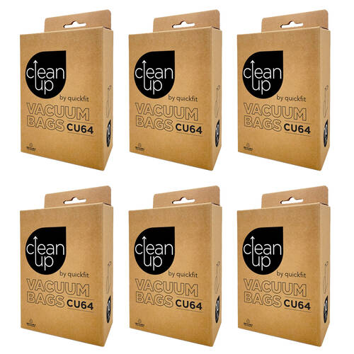 6x 10pc CleanUp CU64 Replacment Vacuum Bags for Backpack Cleaners Brown