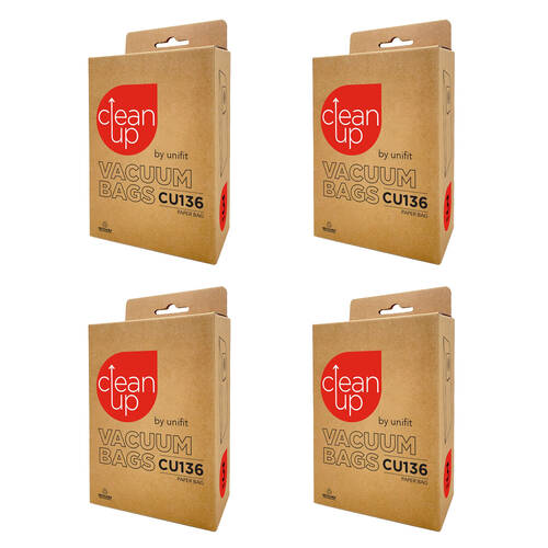 4x 3pc CleanUp CU136 Vacuum Bags for Efficient Dust Capture Reusable