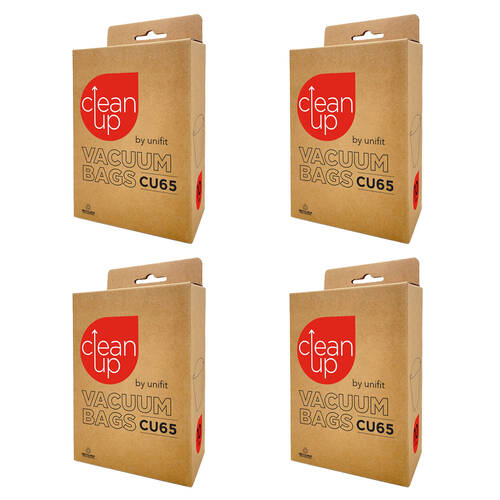 4x 10pc CleanUp CU65 Replacement Vacuum Bags Pro Series Cleaners White