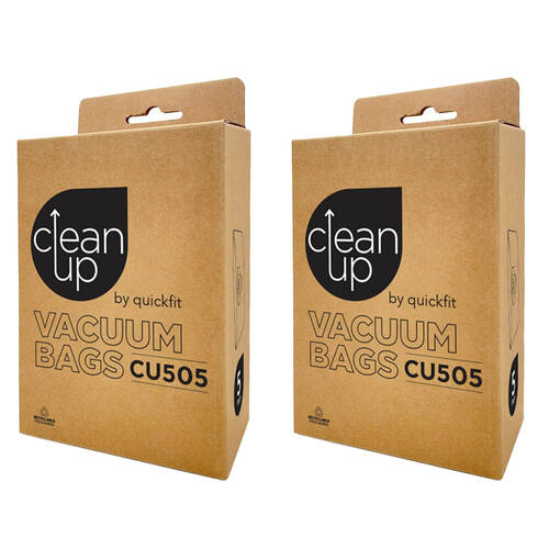 2x 5pc CleanUp CU505 Replacement Vacuum Bags for Heavy-Duty Cleaning White