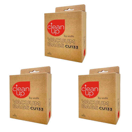 3x 5pc CleanUp CU133 Synthetic Vacuum Bags for Wertheim Models White